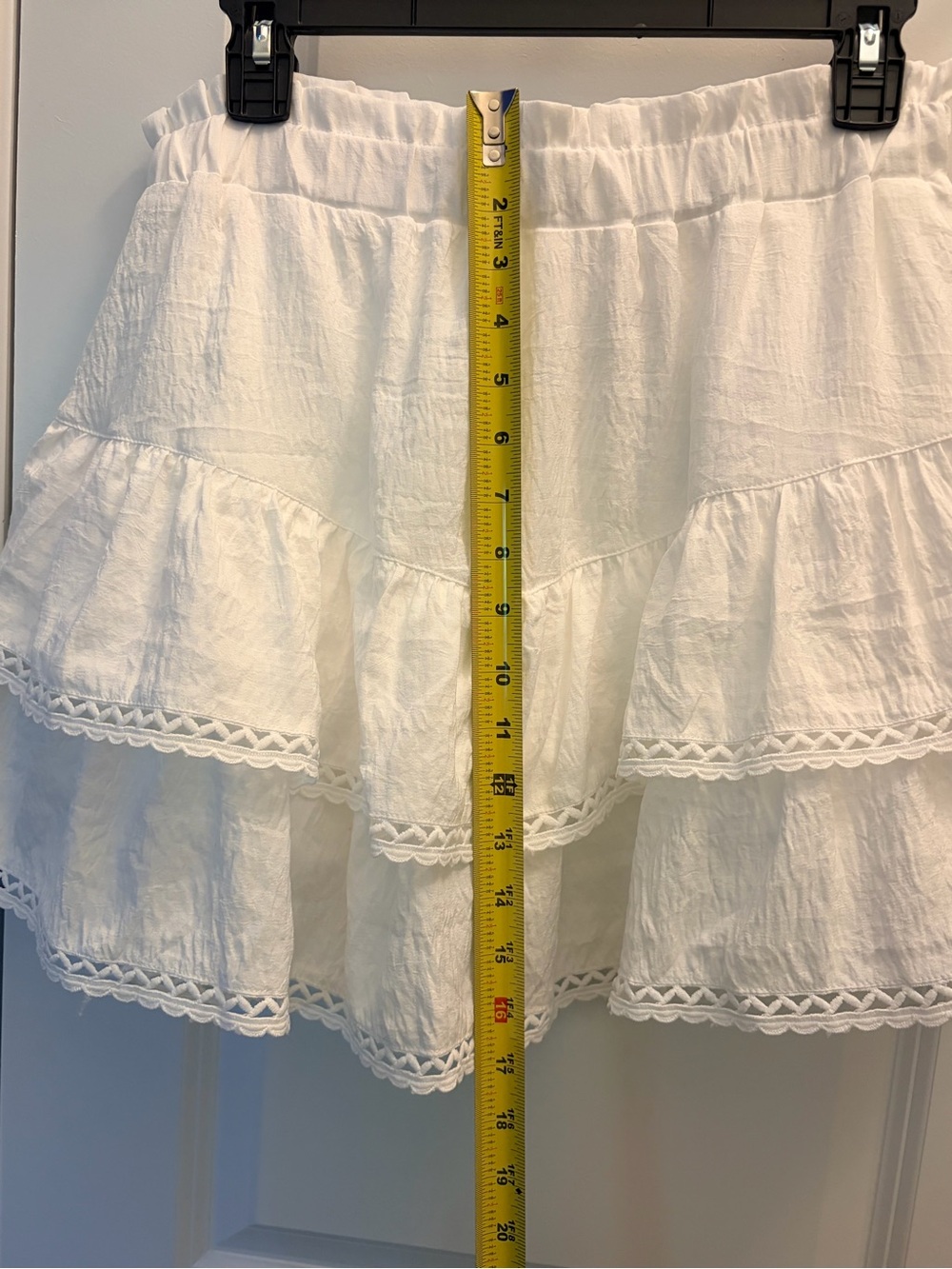 Lomon White Tiered Mini Skirt NWT Medium Cotton Boho Cottagecore Elastic Waist - Picture 6 of 8